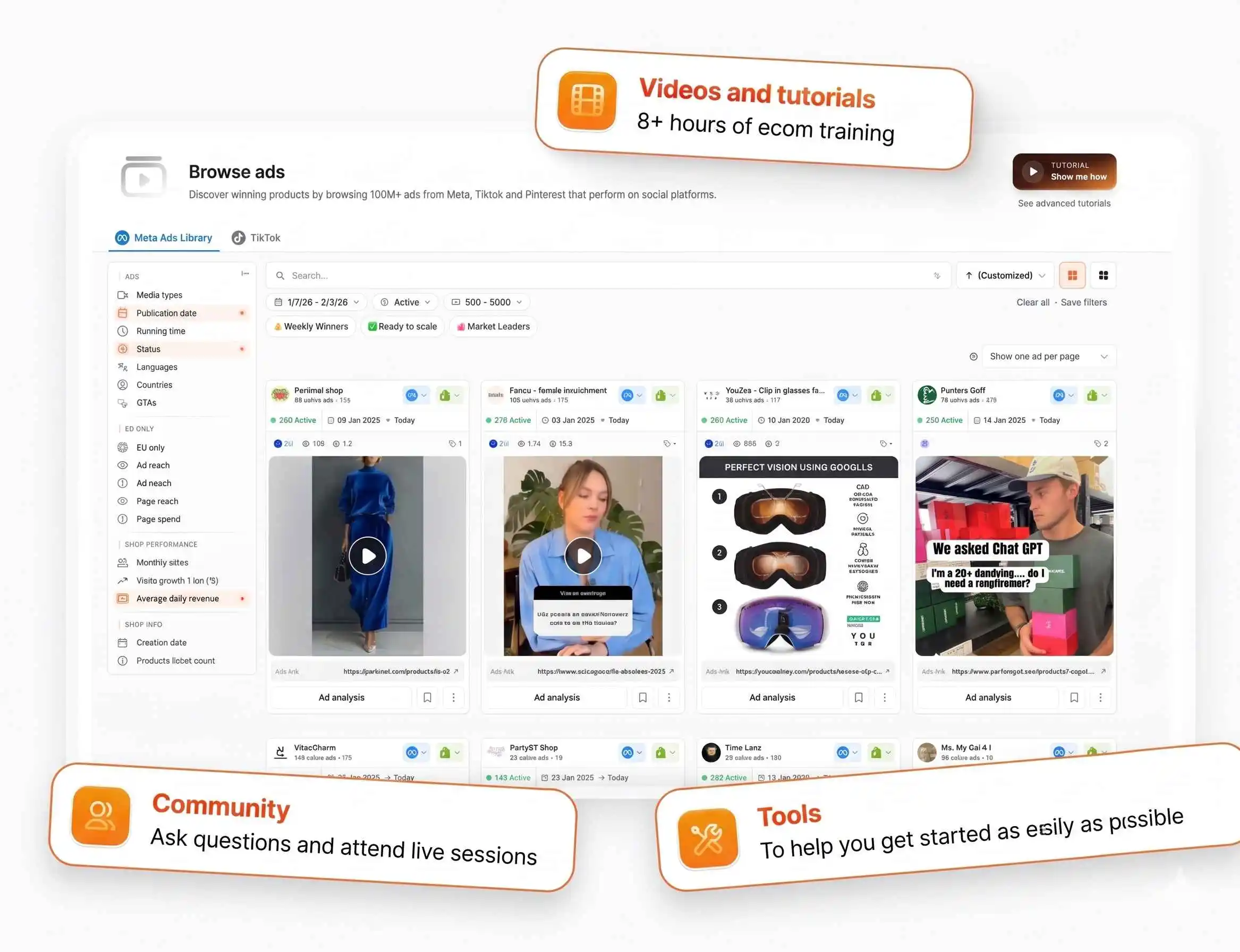 Minea Adspy Dashboard